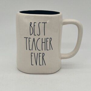 Rae Dunn Artisan Collection Best Teacher Ever Coffee Mug Ceramic White & Black